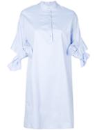 Victoria Victoria Beckham - Bow Sleeve Shirt Dress - Women - Cotton - 6, Blue, Cotton