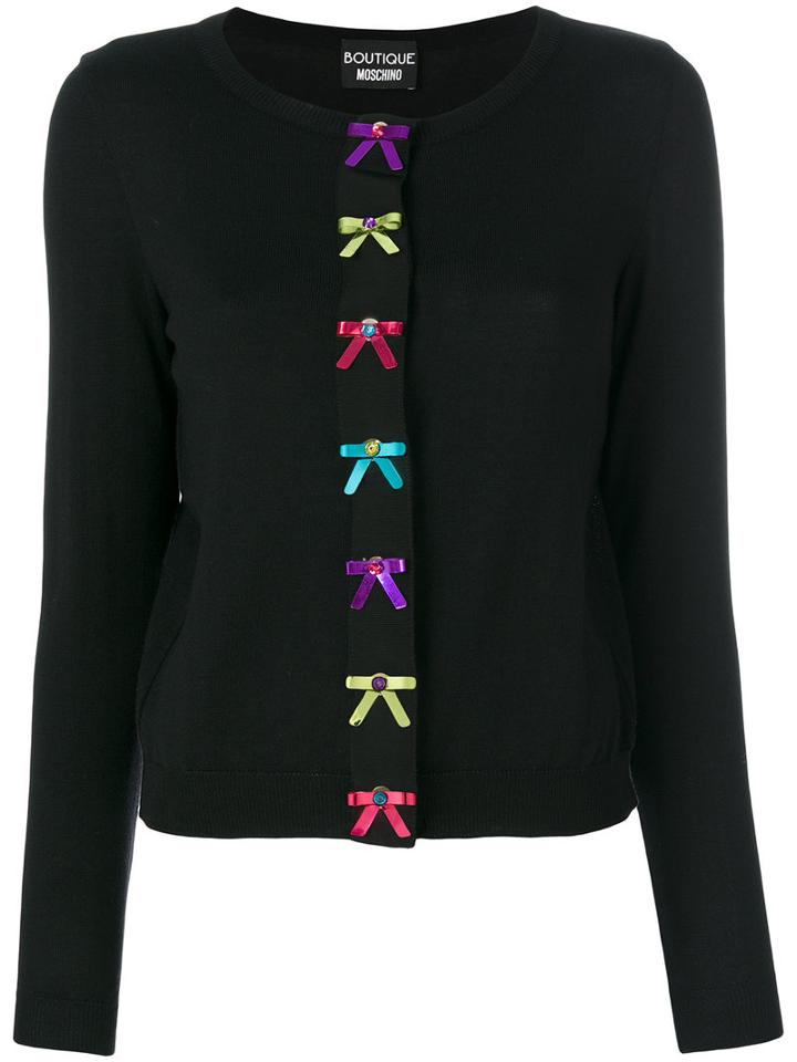 Boutique Moschino - Bow Embroidered Dress - Women - Wool - 46, Black, Wool