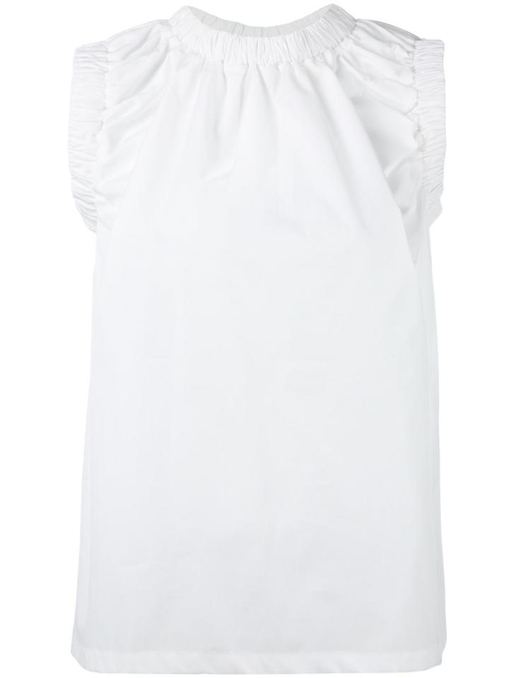 Sportmax - Elastic Collar Tank Top - Women - Cotton - 40, Women's, White, Cotton