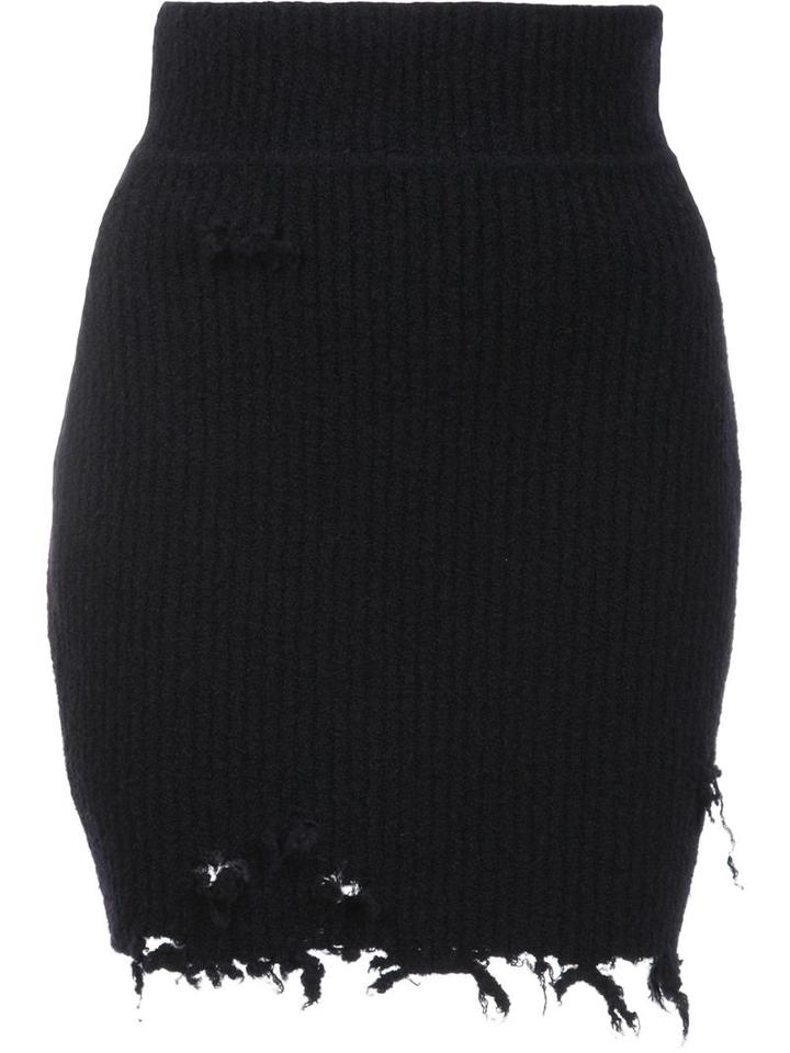 Yeezy Destroyed Bouncle Mini Skirt, Women's, Size: Small, Black, Wool/polyimide/spandex/elastane