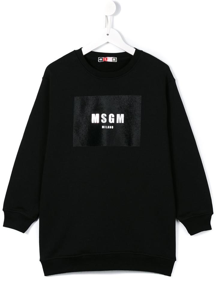 Msgm Kids Logo Print Sweatshirt, Girl's, Size: 12 Yrs, Black