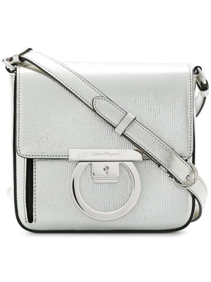 Salvatore Ferragamo Gancini Lock Shoulder Bag - Metallic