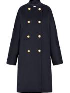 Mackintosh Navy Storm System Wool Double Breasted Coat Lm-072f - Blue