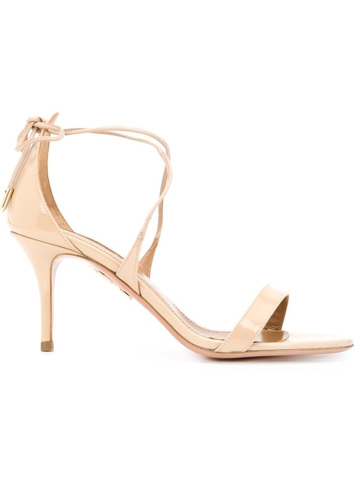 Aquazzura Linda Sandals, Women's, Size: 41, Nude/neutrals, Patent Leather/leather