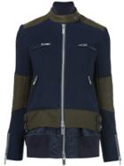 Sacai Knitted Military Jacket, Women's, Size: 4, Blue, Cotton/nylon/polyester/wool