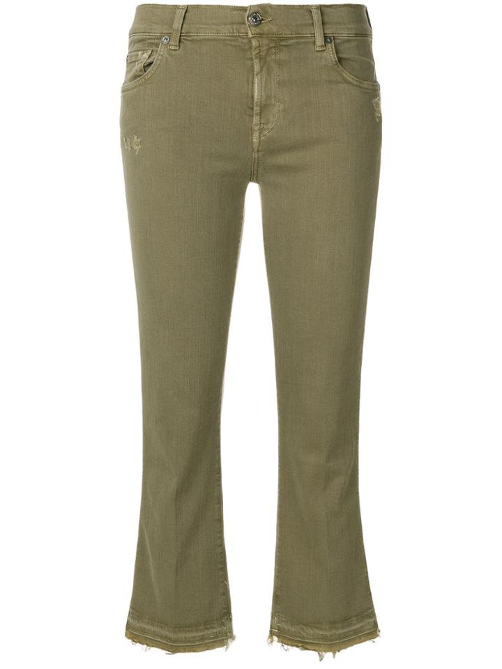7 For All Mankind Cropped Slim Fit Jeans - Green