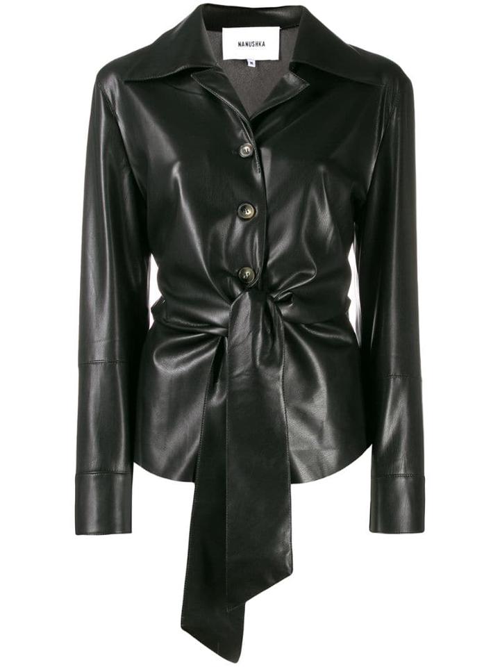 Nanushka Poppy Faux Leather Overshirt - Black