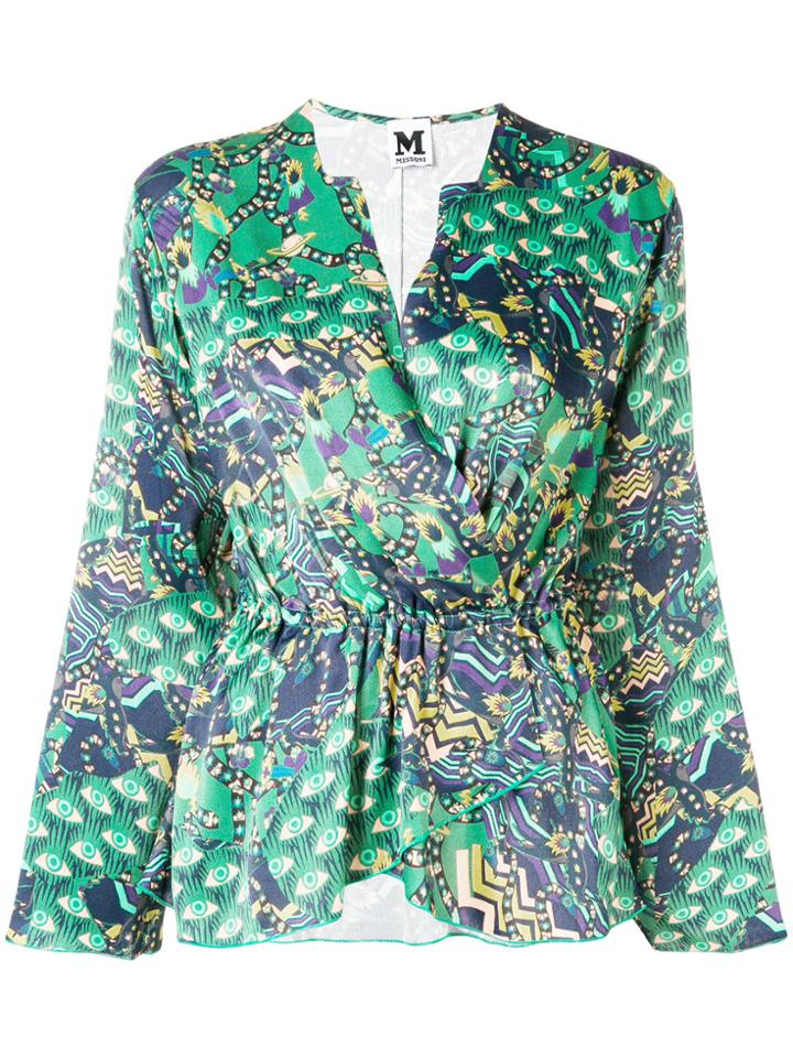 M Missoni Abstract Print Wrap Blouse - Green