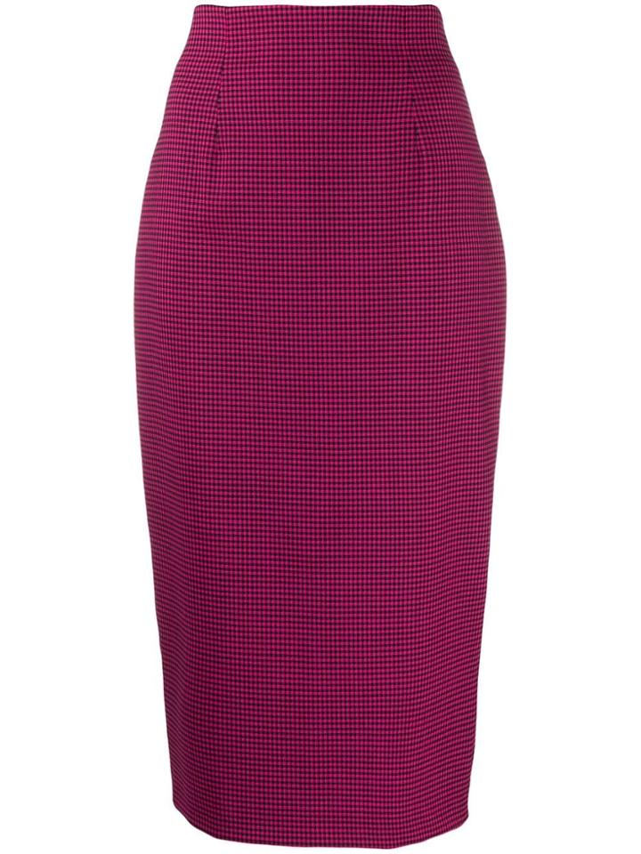 Alberto Biani Houndstooth-print Fitted Pencil Skirt - Pink