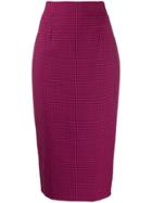 Alberto Biani Houndstooth-print Fitted Pencil Skirt - Pink