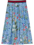 Gucci - New Flora Print Skirt - Women - Silk - 40, Blue, Silk