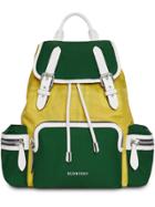 Burberry The Medium Rucksack In Colour Block Nylon And Leather - Green