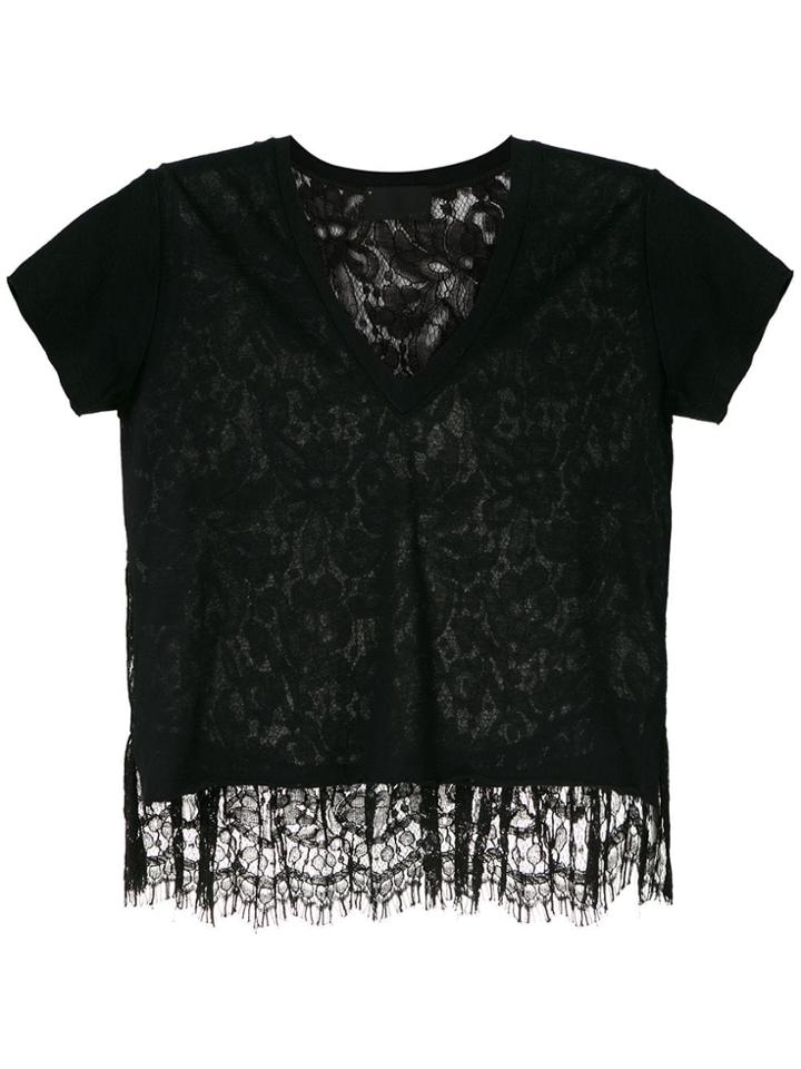 Andrea Bogosian Lace Panel Pen T-shirt - Black