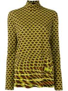 Prada Roll Neck Geometric Print Sweater - Yellow