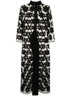 D.exterior Floral Embroidered Sheer Coat - Black