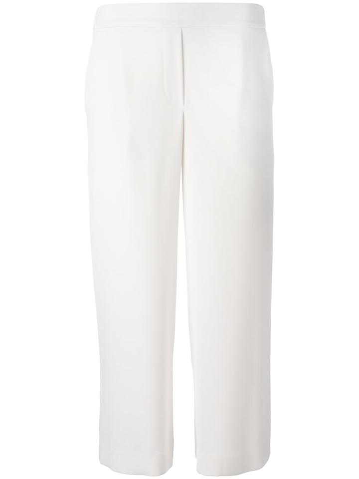 P.a.r.o.s.h. Straight Cropped Trousers, Women's, White, Polyester