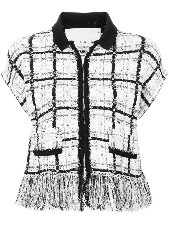 20:52 Fringed Tweed Jacket - White