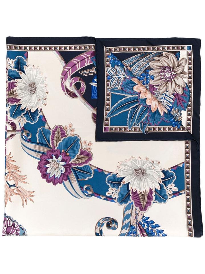 Salvatore Ferragamo Valzer Print Scarf - Blue