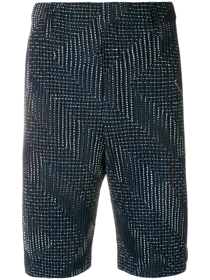 Homme Plissé Issey Miyake Pleated Embroidered Shorts - Blue