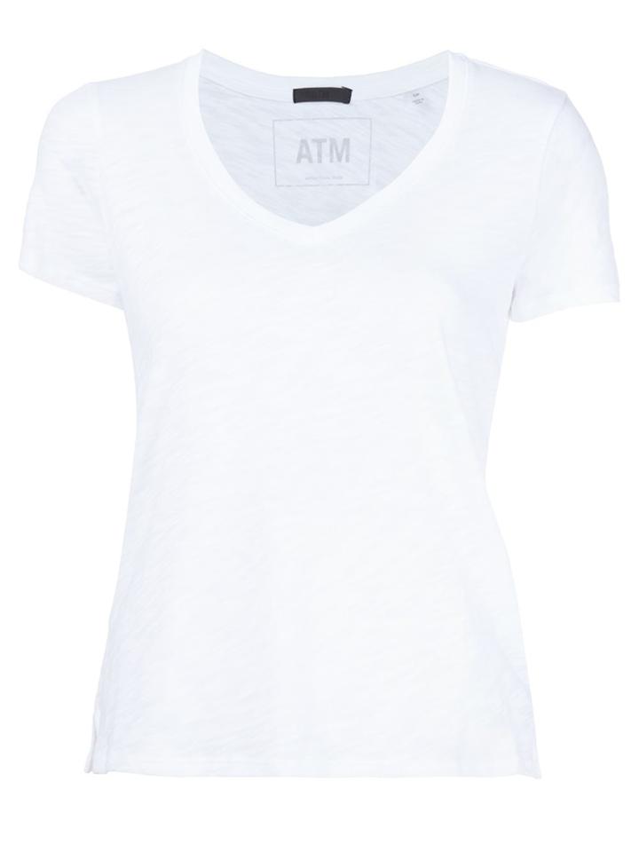 Atm Anthony Thomas Melillo Slub Jersey Schoolboy V-neck Tee - White