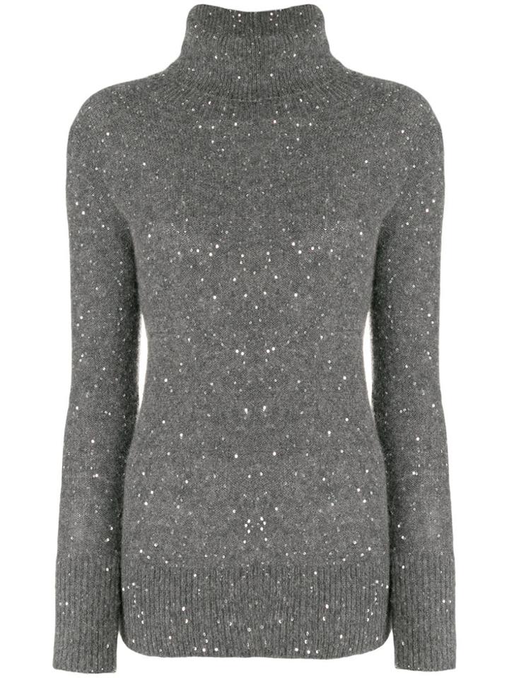 Fabiana Filippi Sequinned Fitted Jumper - Grey