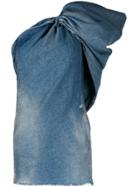 Saint Laurent Balloon Shoulder Denim Dress - Blue