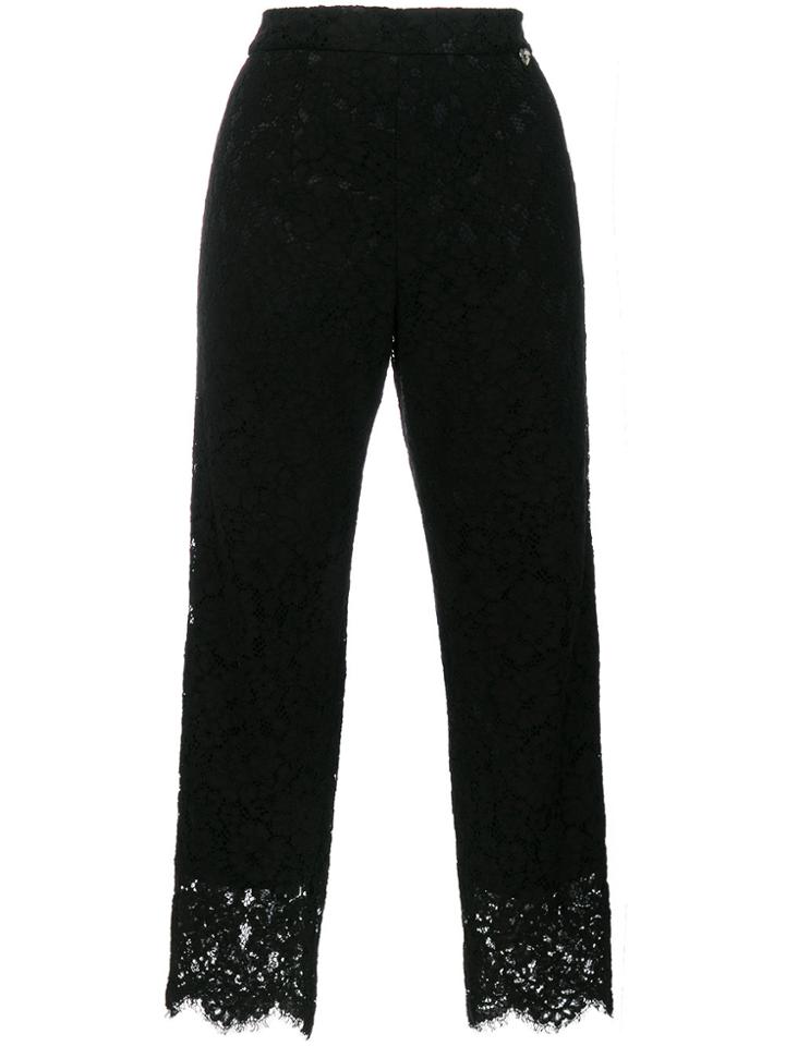 Twin-set Lace Detail Cropped Trousers - Black