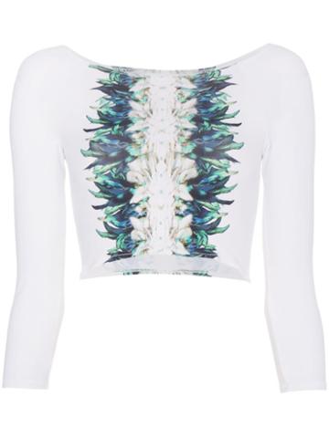 Belusso Feather Print Swim Top - White