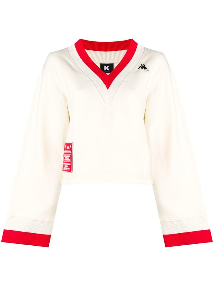Kappa Kontroll Contrast V-neck Jumper - White