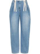 Sjyp High-rise Zip Denim Jeans - Blue
