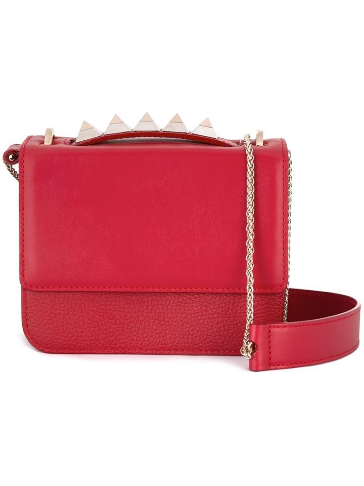 Salar Studded Handle Cross Body Bag, Women's, Red