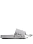 Versace Jeans Embossed Logo Slides - Silver