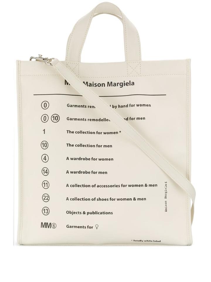 Mm6 Maison Margiela Numbers Logo Tote - White