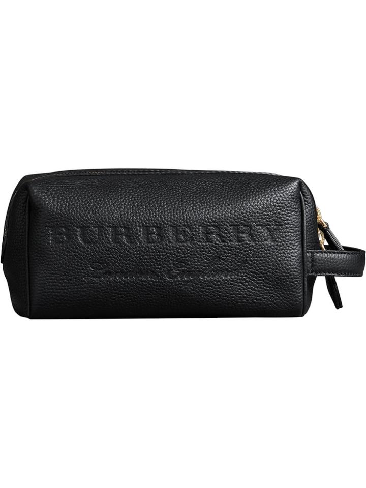 Burberry Embossed Grainy Leather Pouch - Black