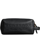 Burberry Embossed Grainy Leather Pouch - Black
