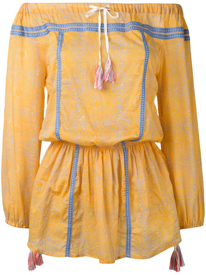 Lemlem Off Shoulder Dress - Yellow & Orange