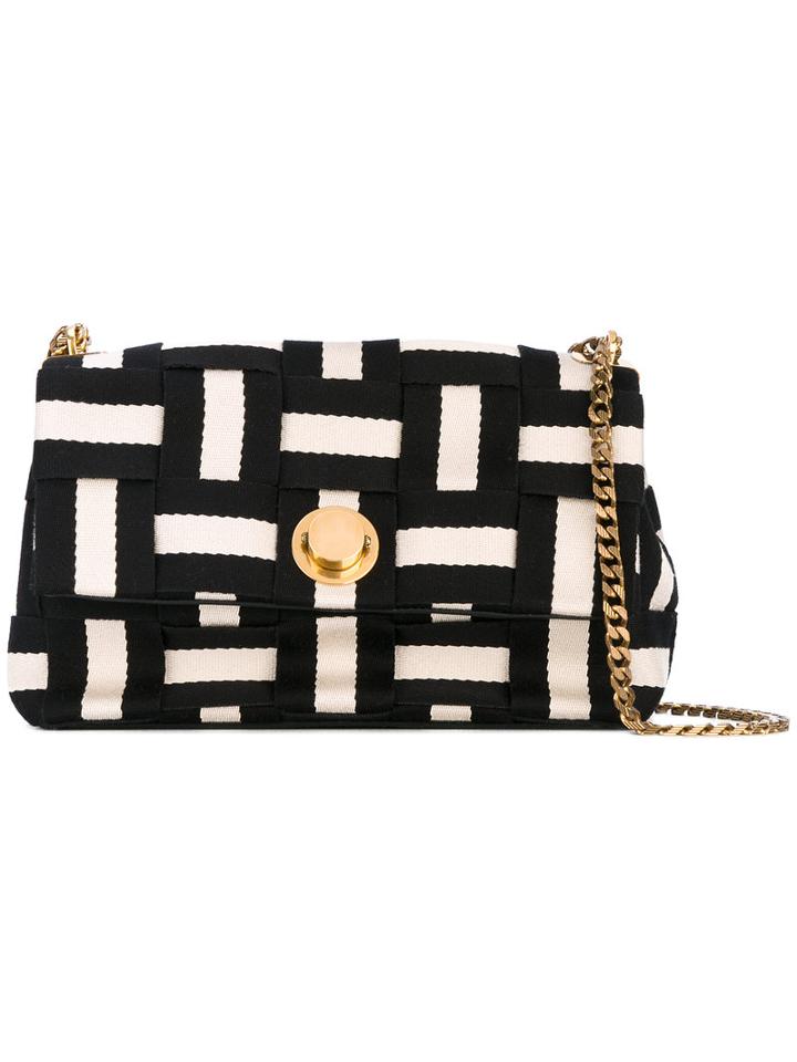 Bally - Striped Shoulder Bag - Women - Cotton - One Size, Black, Cotton