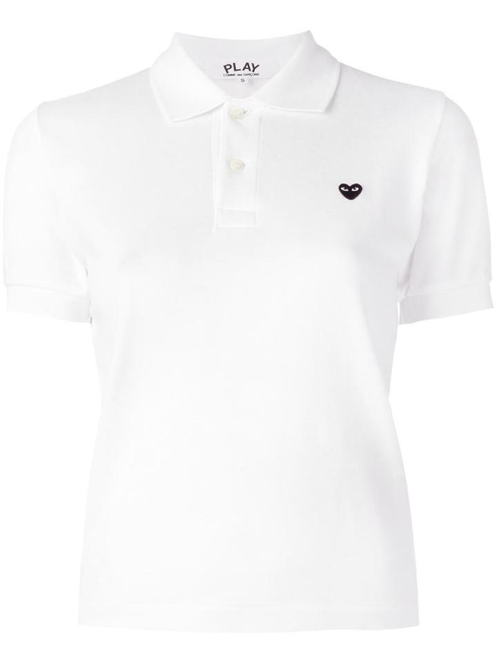 Comme Des Garçons Play Heart Patch Polo Shirt, Women's, Size: Medium, White, Cotton