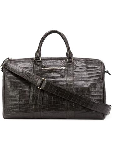 Santiago Gonzalez Crocodile Effect Embossed Holdall, Black, Leather