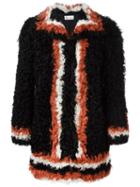 Red Valentino Contrasting Detail Coat, Women's, Size: 42, Black, Lamb Fur/polyester