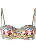 Dolce & Gabbana Majolica Print Balconette Bikini Top, Women's, Size: 1, Spandex/elastane/polyamide/polyurethane