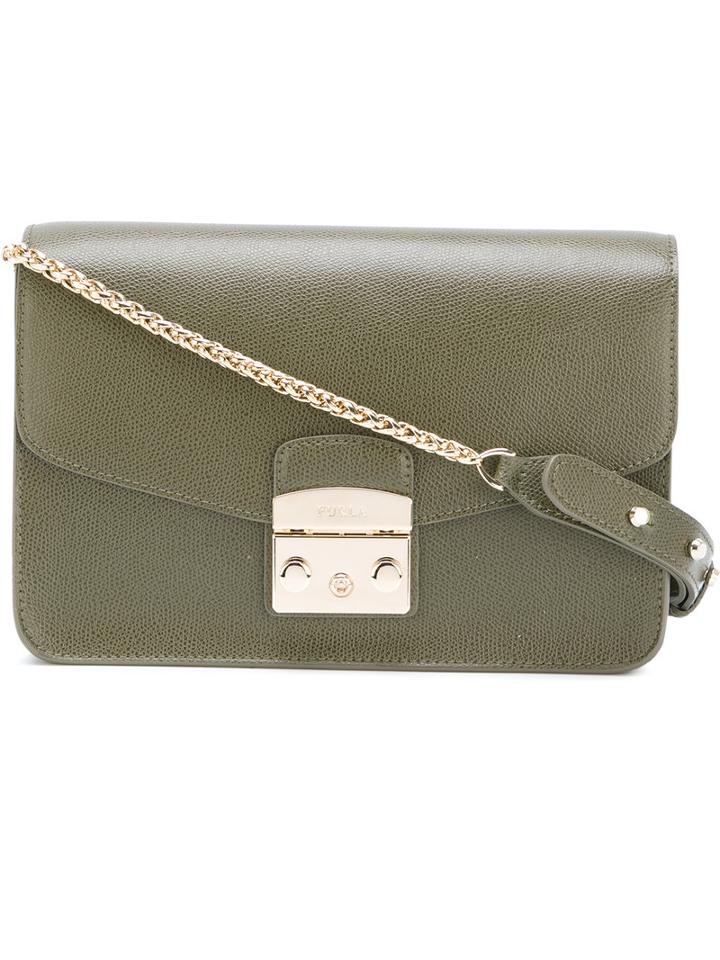 Furla - Foldover Shoulder Bag - Women - Leather - One Size, Green, Leather