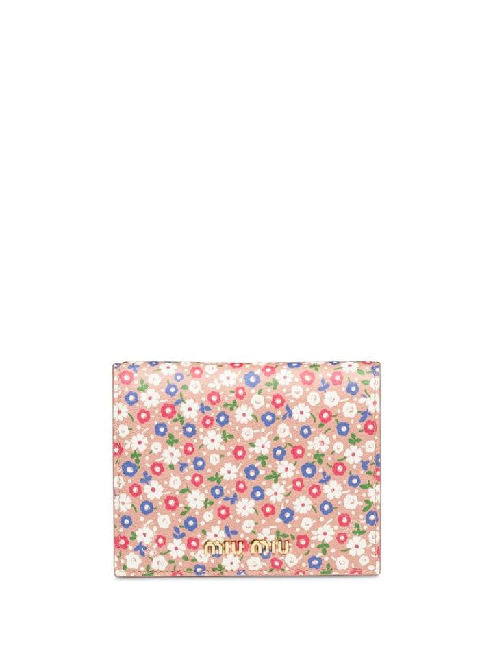 Miu Miu Floral Print Mini Wallet - Pink