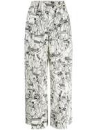 Pt01 Printed Cropped Trousers - White