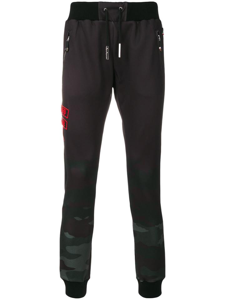 Philipp Plein Logo Patch Camouflage Sweatpants - Black