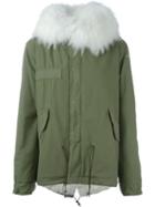 Mr & Mrs Italy Fox And Raccoon Fur Lined Jacket, Women's, Size: Small, Green, Cotton/fox Fur/polyester/racoon Fur