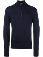 Polo Ralph Lauren Ribbed Zip Collar Jumper, Men's, Size: Medium, Blue, Cotton