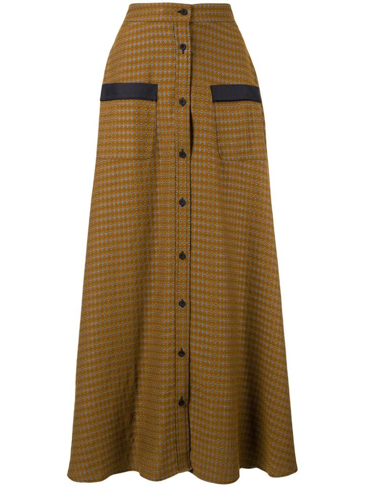 Layeur Brown Fitzgerald Pyjama Button Through Maxi Skirt - Yellow