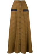 Layeur Brown Fitzgerald Pyjama Button Through Maxi Skirt - Yellow