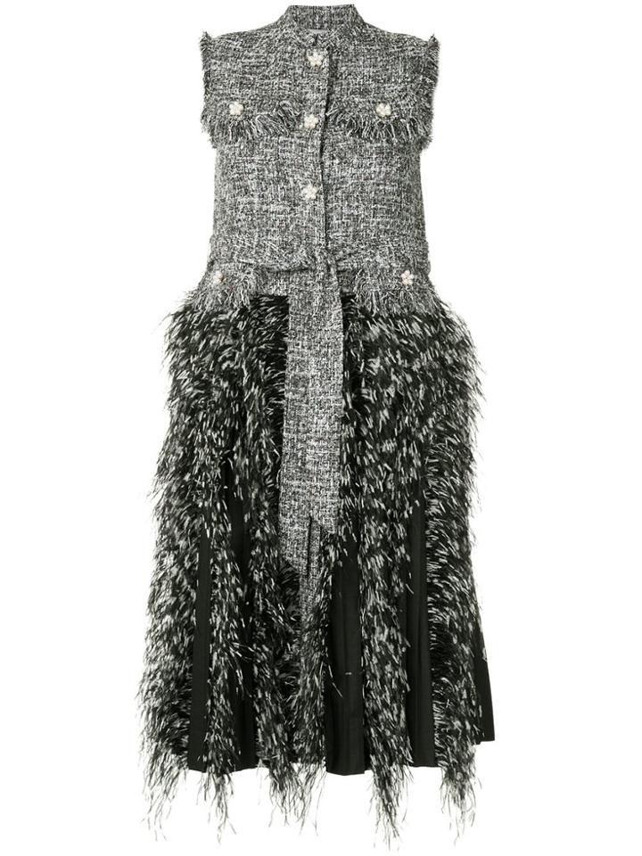 Huishan Zhang Tweed Fringed Sleeveless Coat - Multicolour